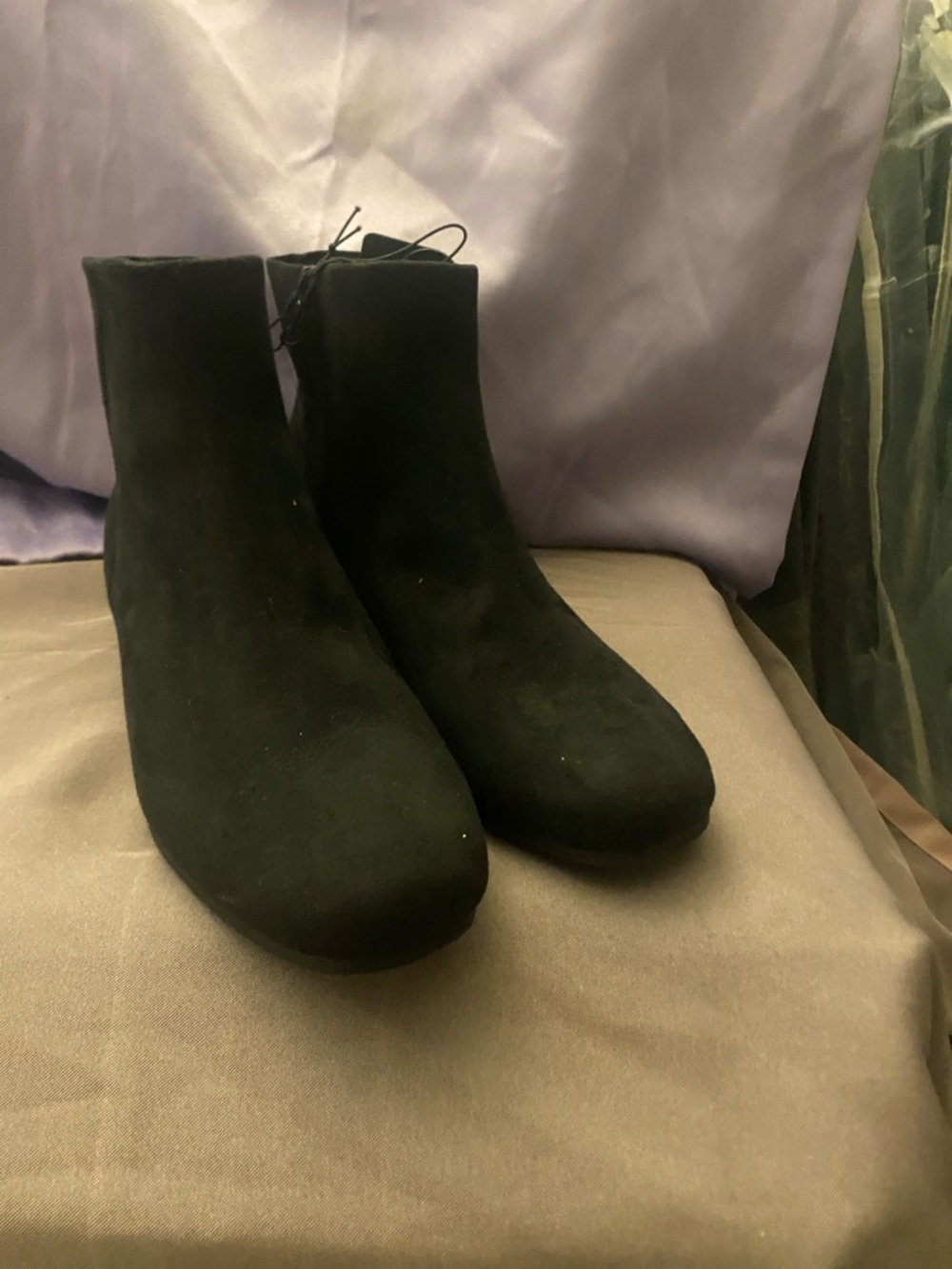 Time and Tru Black Suede Ankle Boots